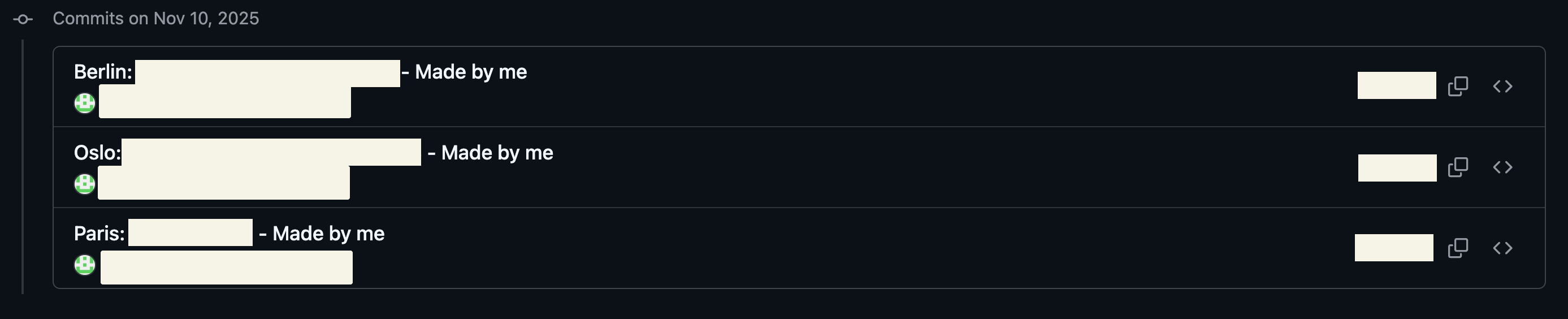 Preuve de triche dans les noms de commits